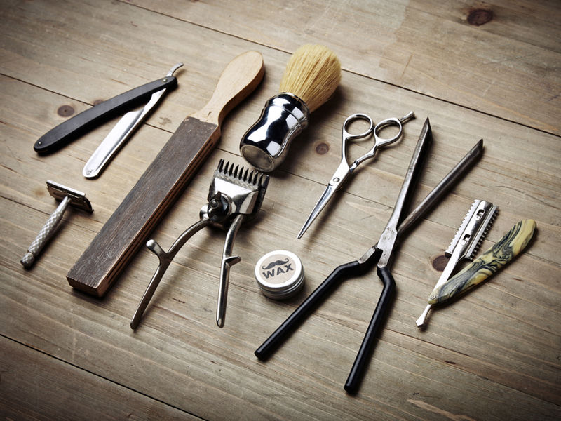 Vintage barber tools flat-lay